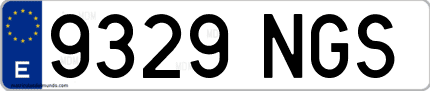 Ejemplo de matrícula de coche ordinaria 9329 NGS