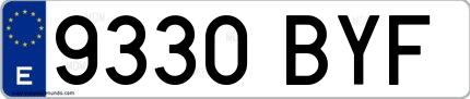 Ejemplo de matrícula española 9330 BYF