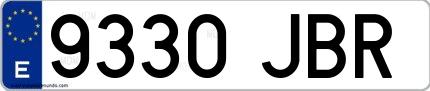 Ejemplo de matrícula española 9330 JBR