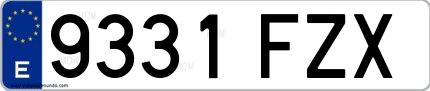 Ejemplo de matrícula española 9331 FZX