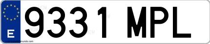 Ejemplo de matrícula española 9331 MPL