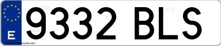 Ejemplo de matrícula española 9332 BLS