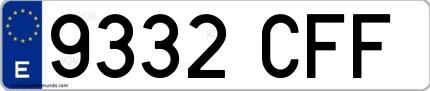 Ejemplo de matrícula española 9332 CFF