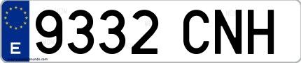 Ejemplo de matrícula española 9332 CNH
