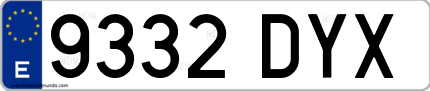 Ejemplo de matrícula de coche ordinaria 9332 DYX