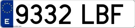 Ejemplo de matrícula española 9332 LBF