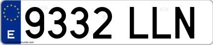 Ejemplo de matrícula española 9332 LLN