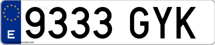 Ejemplo de matrícula de coche ordinaria 9333 GYK