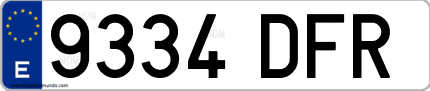 Ejemplo de matrícula de coche ordinaria 9334 DFR