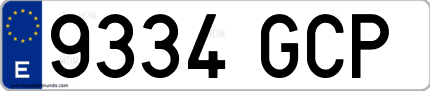 Ejemplo de matrícula de coche ordinaria 9334 GCP