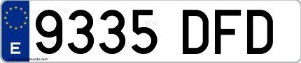 Ejemplo de matrícula española 9335 DFD