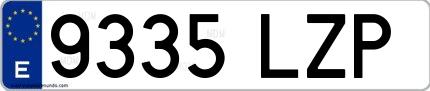 Ejemplo de matrícula española 9335 LZP