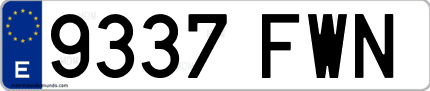 Ejemplo de matrícula de coche ordinaria 9337 FWN