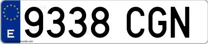 Ejemplo de matrícula española 9338 CGN