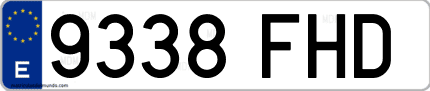 Ejemplo de matrícula de coche ordinaria 9338 FHD