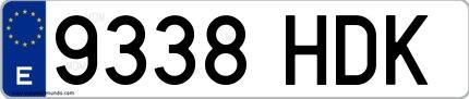 Ejemplo de matrícula española 9338 HDK