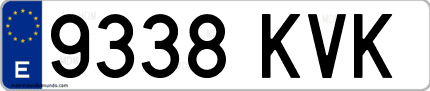 Ejemplo de matrícula de coche ordinaria 9338 KVK
