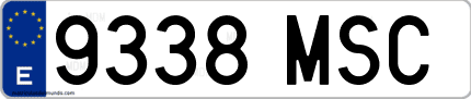 Ejemplo de matrícula de coche ordinaria 9338 MSC