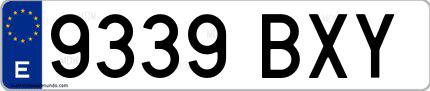 Ejemplo de matrícula española 9339 BXY