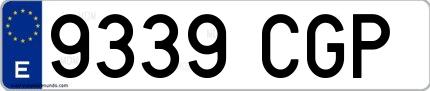 Ejemplo de matrícula española 9339 CGP