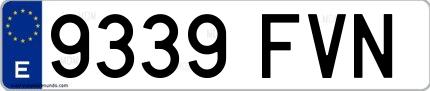 Ejemplo de matrícula española 9339 FVN