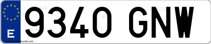 Ejemplo de matrícula de coche ordinaria 9340 GNW