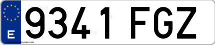 Ejemplo de matrícula de coche ordinaria 9341 FGZ