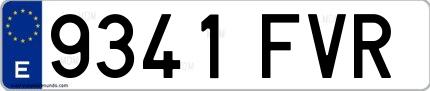 Ejemplo de matrícula española 9341 FVR