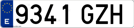 Ejemplo de matrícula de coche ordinaria 9341 GZH