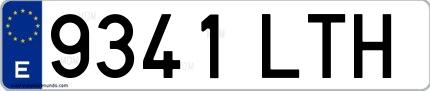 Ejemplo de matrícula española 9341 LTH