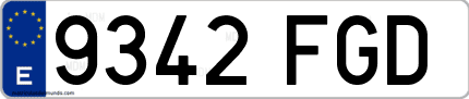 Ejemplo de matrícula de coche ordinaria 9342 FGD