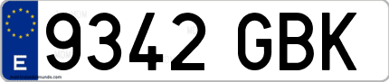 Ejemplo de matrícula de coche ordinaria 9342 GBK
