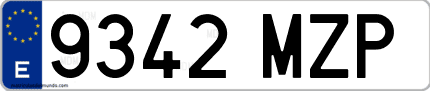 Ejemplo de matrícula de coche ordinaria 9342 MZP
