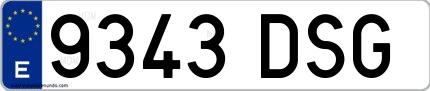 Ejemplo de matrícula española 9343 DSG
