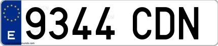 Ejemplo de matrícula española 9344 CDN