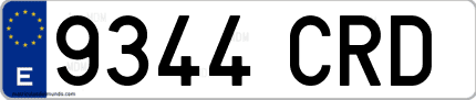 Ejemplo de matrícula de coche ordinaria 9344 CRD