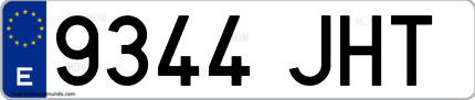Ejemplo de matrícula de coche ordinaria 9344 JHT