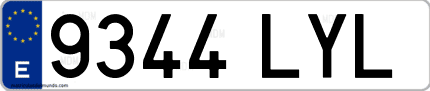 Ejemplo de matrícula de coche ordinaria 9344 LYL