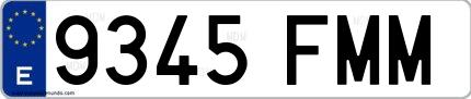 Ejemplo de matrícula española 9345 FMM