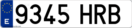 Ejemplo de matrícula de coche ordinaria 9345 HRB