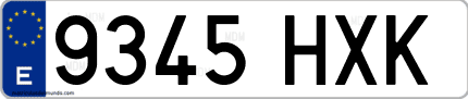 Ejemplo de matrícula de coche ordinaria 9345 HXK