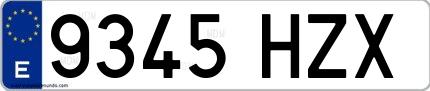 Ejemplo de matrícula española 9345 HZX