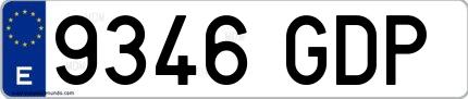 Ejemplo de matrícula española 9346 GDP