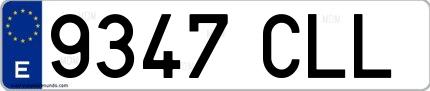 Ejemplo de matrícula española 9347 CLL