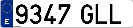 Ejemplo de matrícula española 9347 GLL