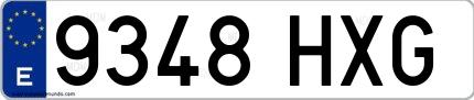 Ejemplo de matrícula española 9348 HXG