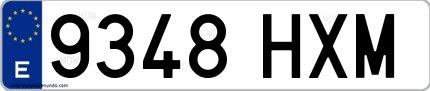 Ejemplo de matrícula española 9348 HXM