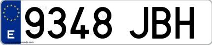 Ejemplo de matrícula española 9348 JBH