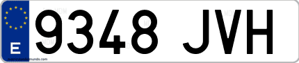 Ejemplo de matrícula de coche ordinaria 9348 JVH