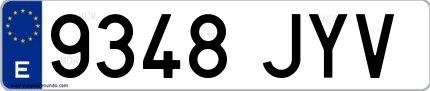 Ejemplo de matrícula española 9348 JYV